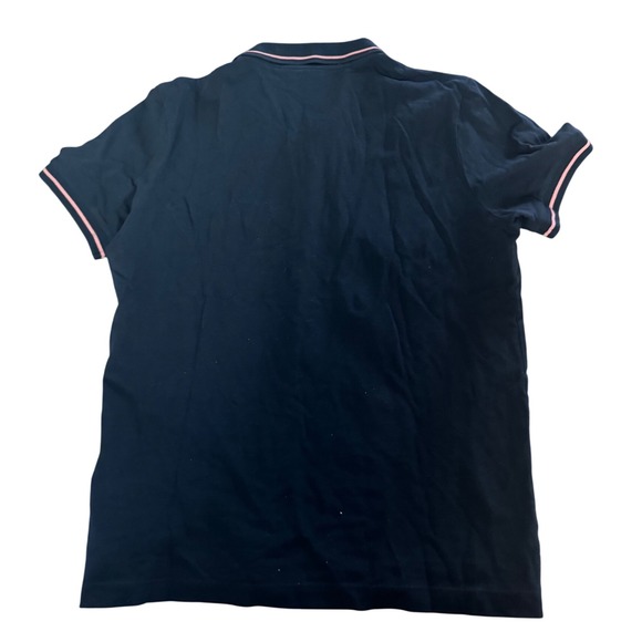 BOSS Men's Dark Navy Polo Shirt Pink Trim Logo Embroidery Size M - Picture 2 of 6